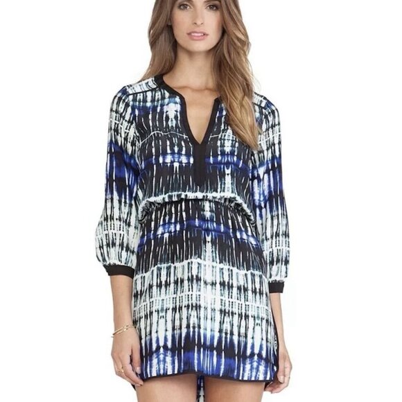 Parker - Mallory 100% Silk Tie-Dye Pattern Blouson Dress, Small - Picture 1 of 10